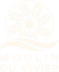Logo principal du Moulin du Vivier noir couleur farine